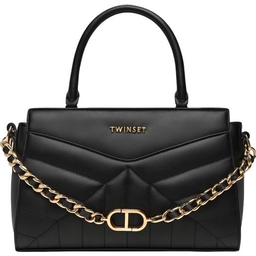 TWINSET borsa tote nera con logo