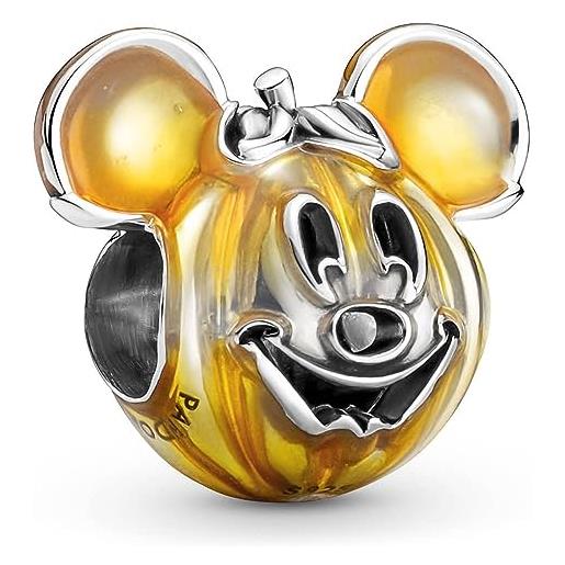 PANDORA disney ciondolo con topolino e zucca in argento sterling con smalto arancione trasparente