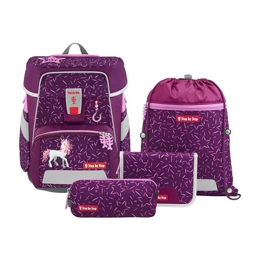 Step by Step set di 5 zaini per la scuola space, ergonomici con riflettori, regolabili in altezza con cintura in vita, a partire dalla prima classe, 20 l, pretty unicorn nuala - rosa, 28 x 37 x 20 cm