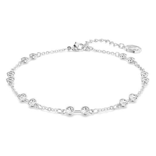 Swarovski strand remix collezione, taglio round, bianco, placcato rodio