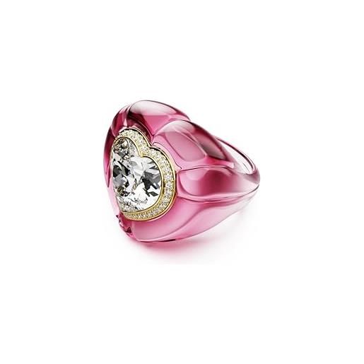 Swarovski anello cocktail dulcis, taglio heart, pavé, cuore, rosa