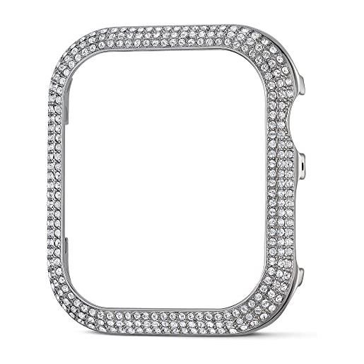 Swarovski sparkling cover compatibile con apple watch, con cristalliSwarovski e montatura in lega di zinco, tono argentato