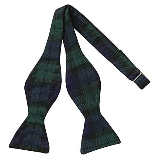 Great British Tie Club papillon da uomo in tartan con orologio nero, nero, blu navy, verde, taglia unica