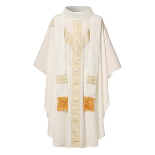 BPURB sacerdoti cattolici chasuble misurino chiesa celebrante padre fiera vestita con stola, bianco, taglia unica