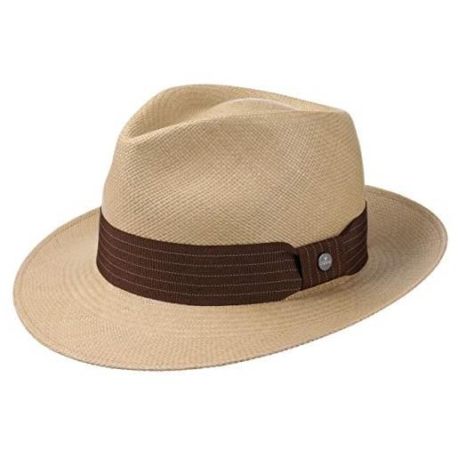 LIERYS cappello panama brown rockfall donna/uomo - made in ecuador estivo paglia da sole con nastro grosgrain estate primavera/estate - m (57-58 cm) beige-marrone