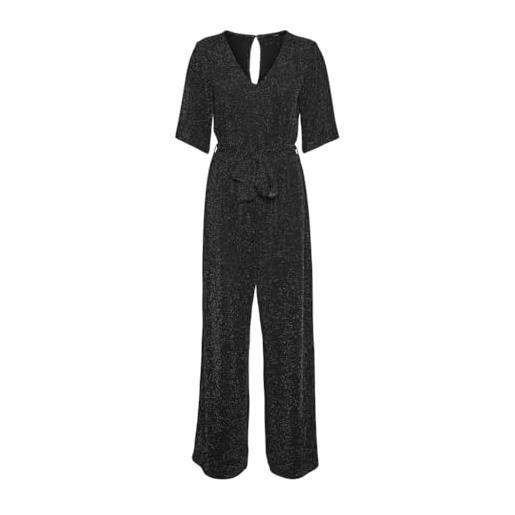VERO MODA vmkanva ss glitter jumpsuit jrs tuta intera, black/detail: black lurex, s donna