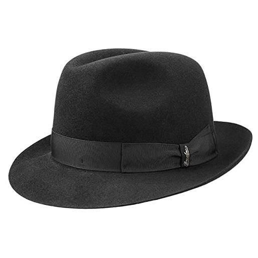 Borsalino georgio cappello in feltro donna/uomo - made italy film fedora da uomo con nastro grosgrain estate/inverno - 56 cm nero