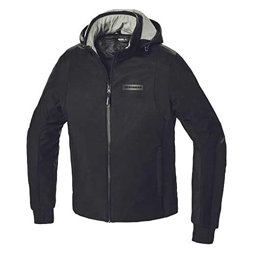 SPIDI, hoodie armor h2out, colore nero, taglia s, giacca da moto impermeabile e traspirante, protegge dal vento, giubbotto moto da uomo con polsini elastici