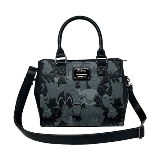 Loungefly disney villians - borsa a tracolla con stampa su tutta la superficie, nero, medium