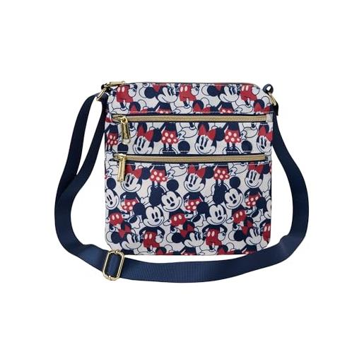 Loungefly borsa a tracolla da donna topolino e minnie mouse in nylon blu navy, crema
