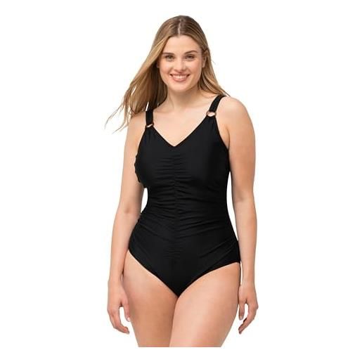 ULLA POPKEN Costume Intero Donna Con Motivo Foglie, Scollo Profondo Sul Retro E Coppe Morbide, Tessuto Certificato Oeko-Tex