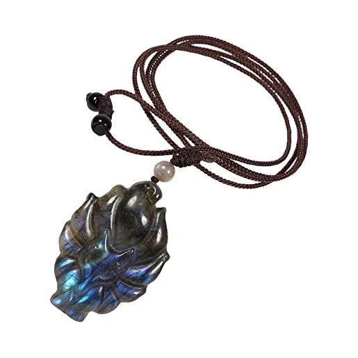 mookaitedecor Collana in pietra con punti di cristallo per donne e uomini, ciondolo amuleto con catena regolabile, pendolo Reiki per la divinazione, pietra metallo resina nylon, #01-Peridot, Pietra