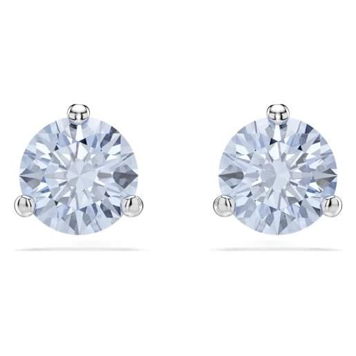 Swarovski orecchini a lobo solitaire, taglio round, blu, placcato rodio