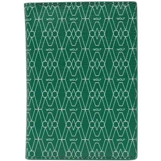 WOLF portacarte bi-fold con logo - verde