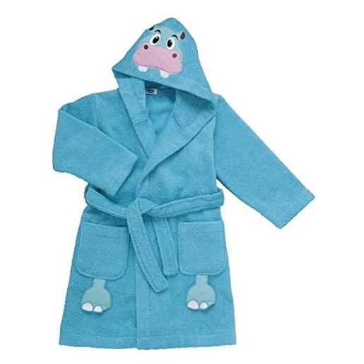 Chicco accappatoio ippopotamo bambino, 24+ mesi, blu, 24 x 30.5 x 7 cm
