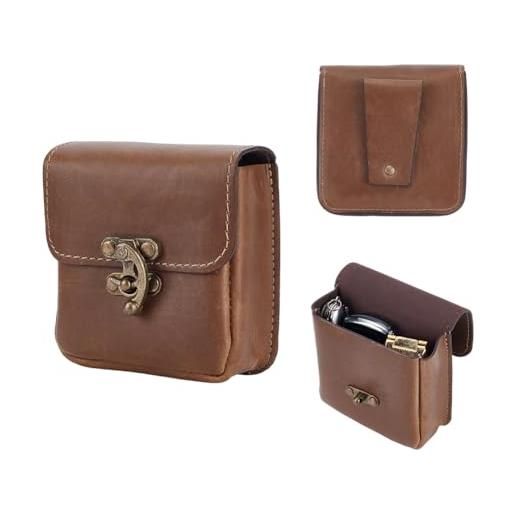 NBEADS marsupio in pelle con cintura vintage medievale, borse portamonete in pelle per costumi con chiusure in lega per escursionismo casual cosplay all'aperto, 10.45x9.95cm, sella marrone
