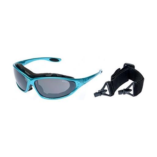 Ravs occhiali sportivi leggeri, unisex, occhiali da sci con fascia e stanghette, include custodia morbida, blau