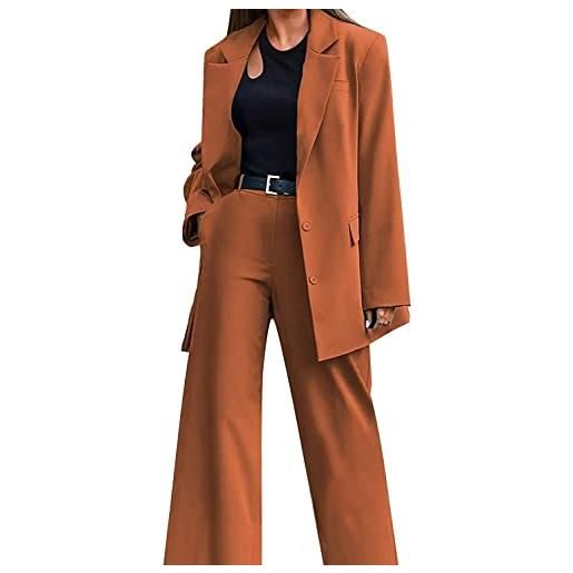 Vagbalena donna primavera elegante abito business due pezzi ufficio sottile formale moderno festival vestito abito da sera set giacca abito a maniche lunghe e pantaloni della tuta (caffè, m)