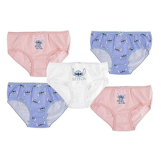 Disney pack di mutande bambina di stitch - colore blu, bianco e rosa - 5 unità - taglia da 6 a 8 anni - mutandine bambina in cotone - prodotto originale disegnato in spagna