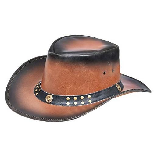 Infinity Leather cappello australiano in vera pelle da cowboy outback stile marrone m