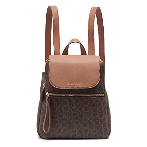 Calvin Klein elaine signature key item flap backpack zaino, marrone khk/bagaglio, taglia unica unisex-adulto