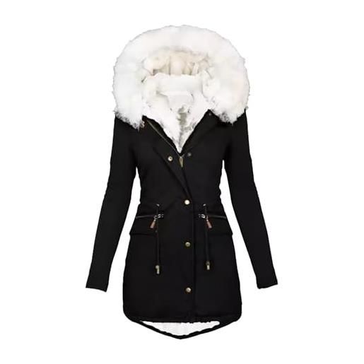 EMUKFD parka da donna cappotti invernali da donna in vendita nel regno unito con cappuccio foderato in pile giacca in pelliccia sintetica caldo cappotto imbottito soprabito spesso capispalla con