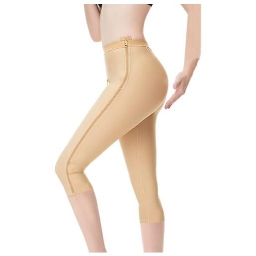 WKZSXXMJ guaina post-operatoria corta con zip a vita alta per donne pantaloncini compressivi modellante per coscia a metà polpaccio(l)