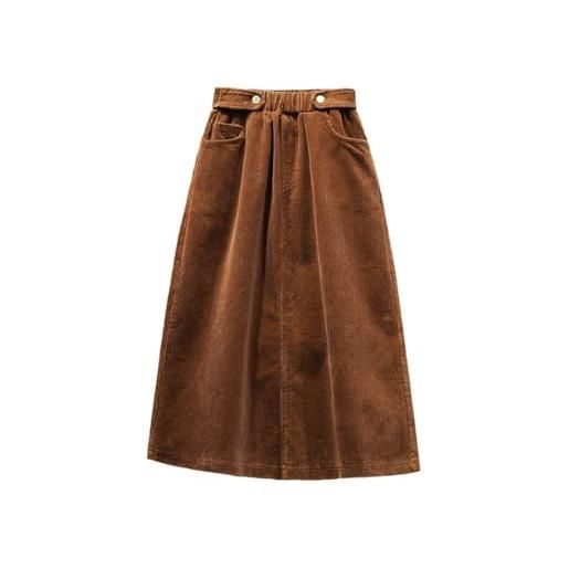 SLOKFV5 gonna gonna midi in velluto a coste a linea a a vita alta elastica da donna gonna lunga casual ampia autunno e inverno taglie forti spiaggia