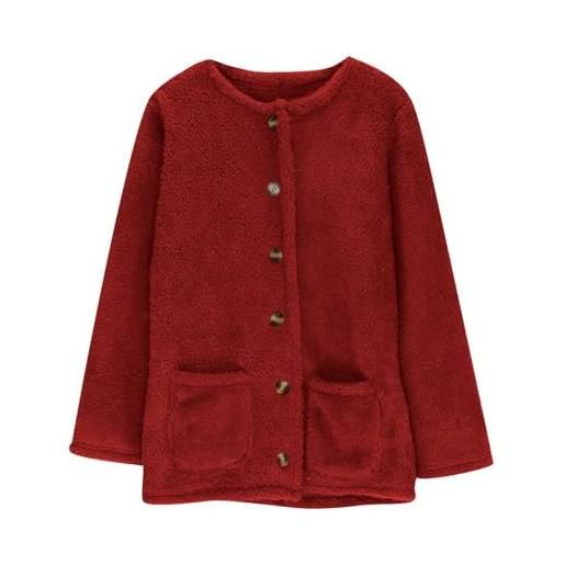Generic cardigan da donna in pile girocollo a maniche lunghe maglioni sherpa casual giacche allentate da donna autunno inverno caldi cappotti pelosi con bottoni e tasche