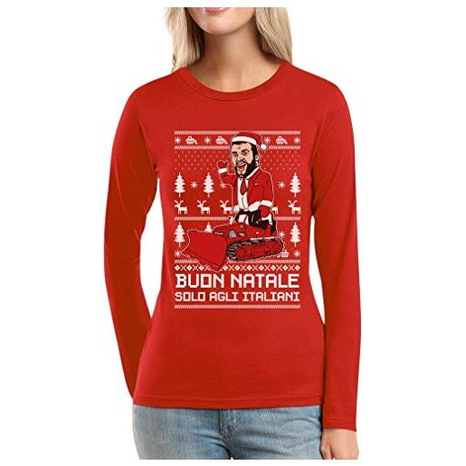 Shirtgeil regalo natale salvini lega nord ruspa italiani maglia da donna a maniche lunghe medium rosso