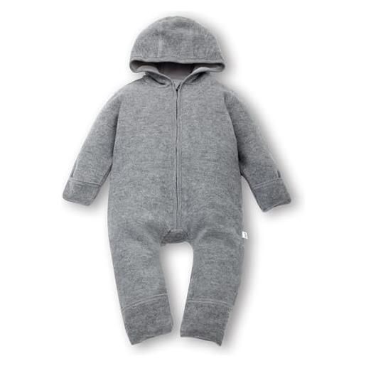 Petinard Label baby wollfleech, tuta in lana vergine merino con chiusura lampo, per neonati e neonati, per giornate fredde, grigio. , 74-80
