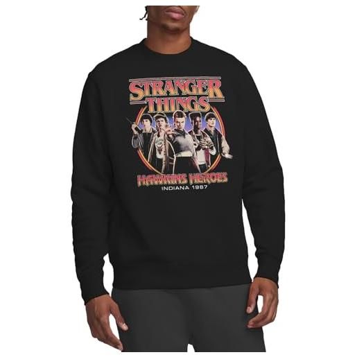 Stranger Things hawkins heroes group 1987 felpa unisex, nero, s