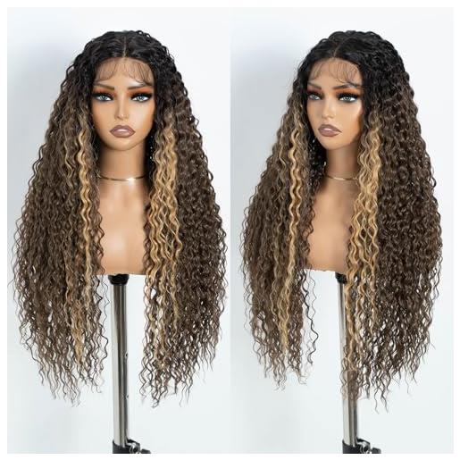 Style Icon long deep wave sintic lace front wig for women 30 inch long curly wig middle part front wig (tthl 4/10a/26f)
