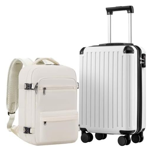 COOLIFE ryanair valigia bagaglio a mano, set di valigie, trolley, valigia da cabina 55×35×20 e zaino da imbarco 20l(40×25×20cm) chiusura a combinazione laterale con tsa per easy. Jet