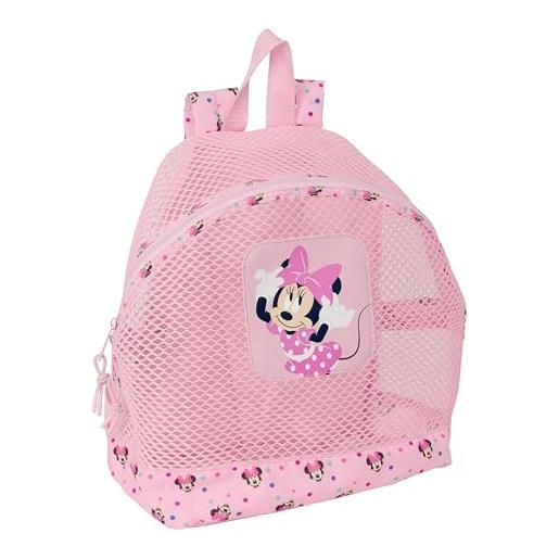 Safta minnie - zaino da spiaggia per bambini, anti-sabbia, con maniglie, facile da pulire, ideale per bambini di diverse età, comodo e versatile, 30,5 x 18 x 24 cm, rosa, estándar, rosa, rosa, 