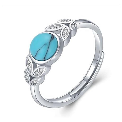JFASHOP mondstein türkis für damen 925 sterling silver ringe verstellbare für mama freundin mädchen (turchese)