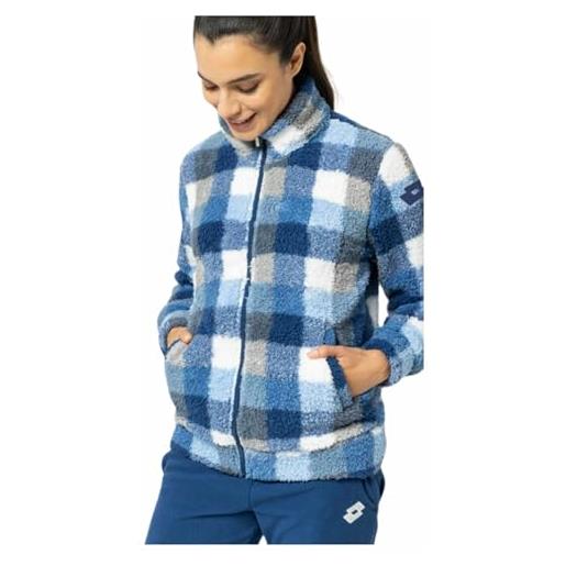 Saggio lotto tuta completa donna in sherpa la6072 modello con felpa zip lunga e pantalone caldo e morbido donna blu m