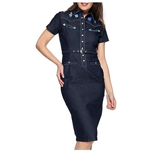 Queen Kerosin westernstyle vestito, dark blue, xs donna