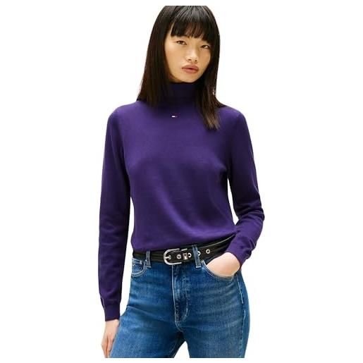 Tommy Jeans donna pullover essential con collo alto, viola (nocturnal purple), l
