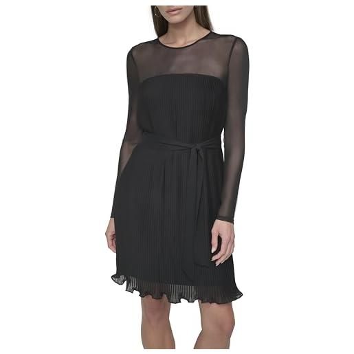 DKNY l/s pleated a-line dress nan, nero, 42 donna