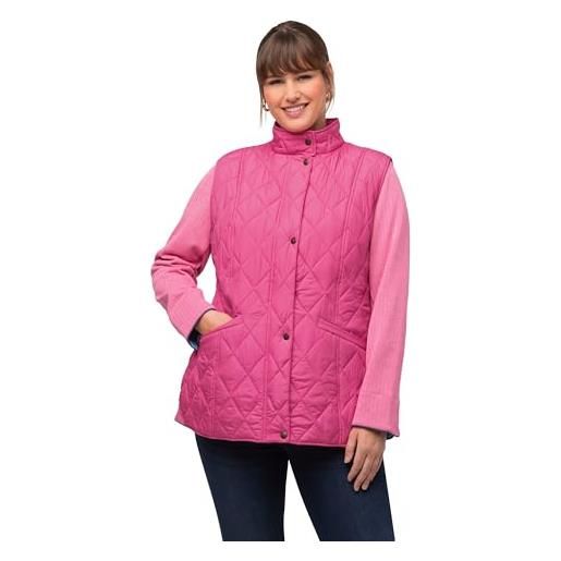 Ulla Popken gilet trapuntato slim con colletto alto, senza maniche, rosa chiaro, 52-54 donna