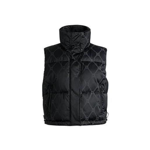 HUGO gilet idrorepellente con motivo jacquard a catena tipico del marchio, nero