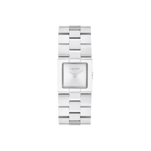 Calvin Klein orologio con movimento al quarzo a due lancette da donna collezione ck meridian con cinturino in acciaio inossidabile argentato - 25100088