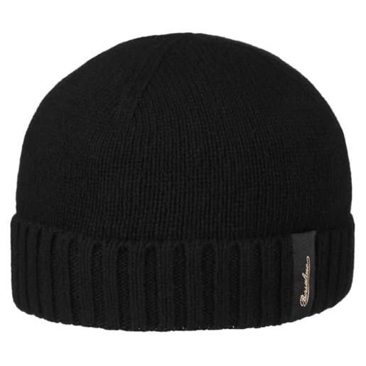 Borsalino cappello in cashmere, in tinta unita, berretto lavorato a maglia, berretto invernale da donna/uomo - made in italy con risvolto autunno inverno inverno (nero)