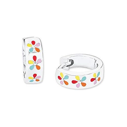 Prinzessin Lillifee orecchini a cerchio in argento 925 per bambine, 1,1 cm, multicolore, fiore, in confezione regalo, 2019686