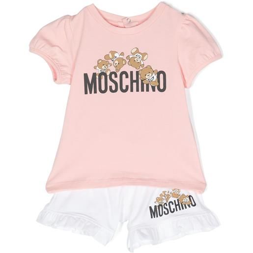 Moschino Kids set con shorts teddy bear - bianco