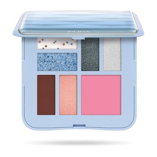 Pupa wave trousse 002 azzurro palette viso e occhi con specchietto 8gr
