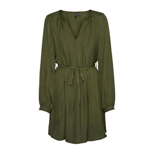 VERO MODA vmmeloney ls short volume dress wvn ga mini abito, cipresso/dettaglio: melange, s donna