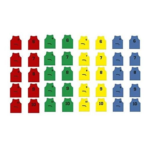 Softee Equipment set di 5 pettorine softee numerate dal 6 al 10 gilet, giallo fluo, taglia unica unisex-bimbi