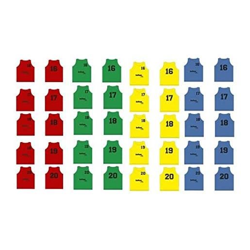 Softee Equipment set di 5 pettorine softee numerate dal 16 al 20 gilet, giallo fluo, taglia unica unisex-bimbi